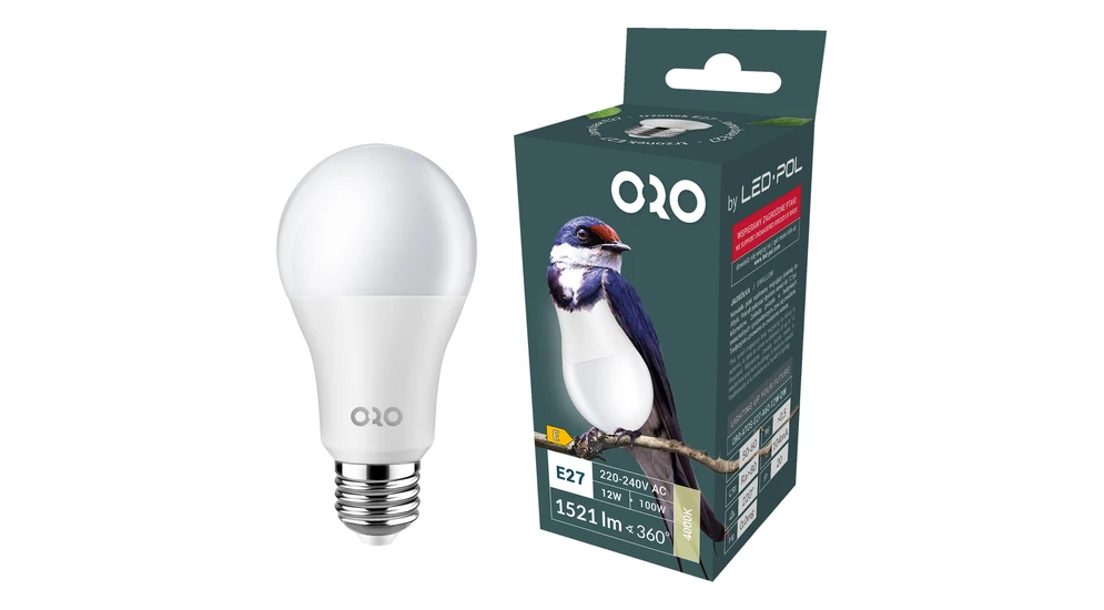 Żarówka LED E27 12W barwa neutralna ORO-ATOS-E27-A60-12W-DW