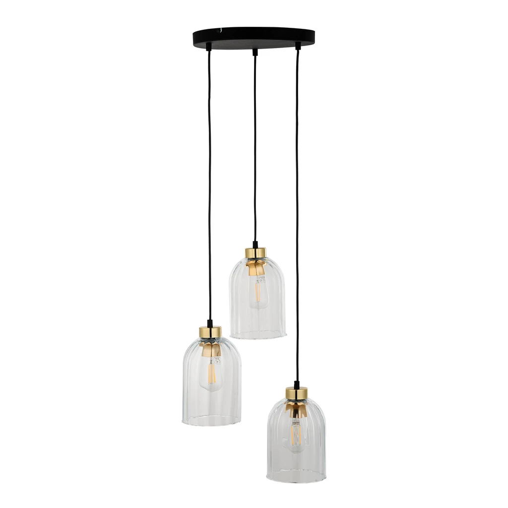 Lampa wisząca 3 klosze transparent SATIPO