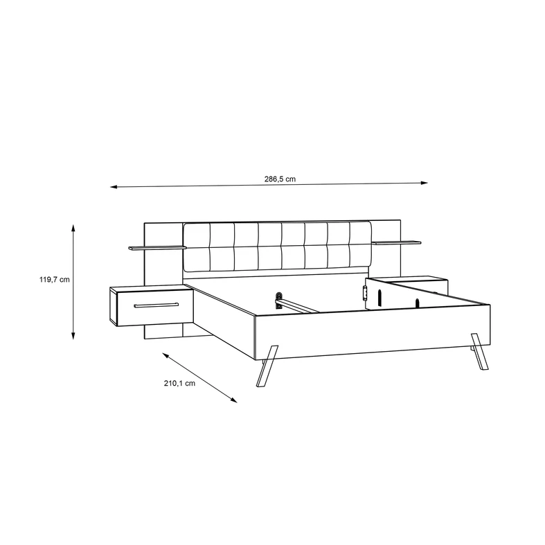 Łóżko z 2 szafkami nocnymi KYA