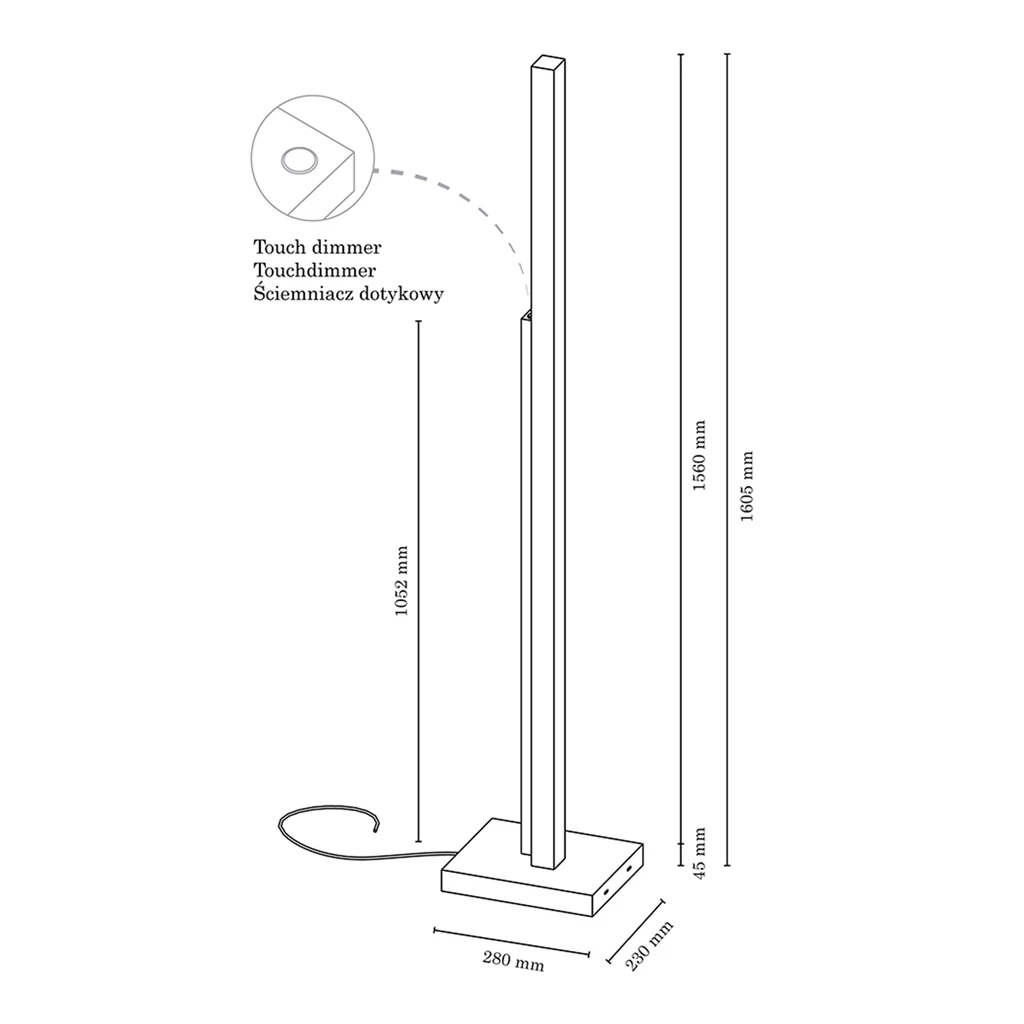 Lampa podłogowa LED minimalistyczna dąb olejowany SOHO