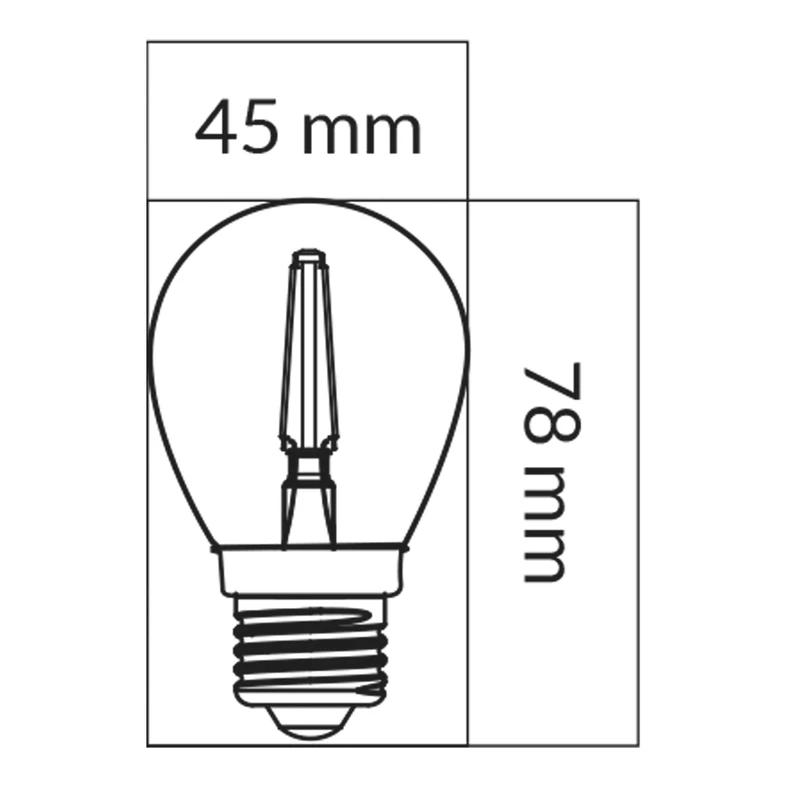 Żarówka LED E27 1,3W ORO-E27-G45-FL-CLARO-1,3W-WW barwa ciepła