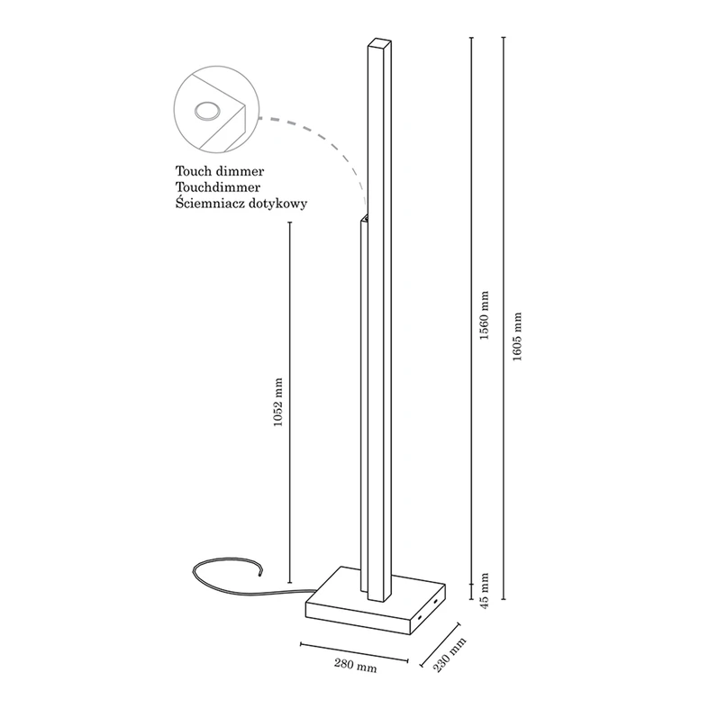 Lampa podłogowa LED minimalistyczna dąb olejowany SOHO