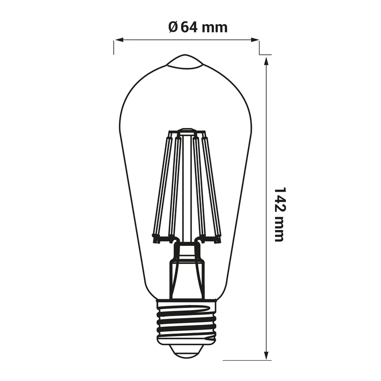 Żarówka ozdobna retro LED E27 1,3W barwa ciepła ORO-E27-ST64-FL-AMBER-1,3W-WW