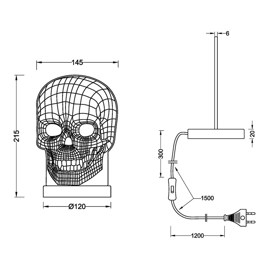 Lampa dekoracyjna LED czaszka SKULL