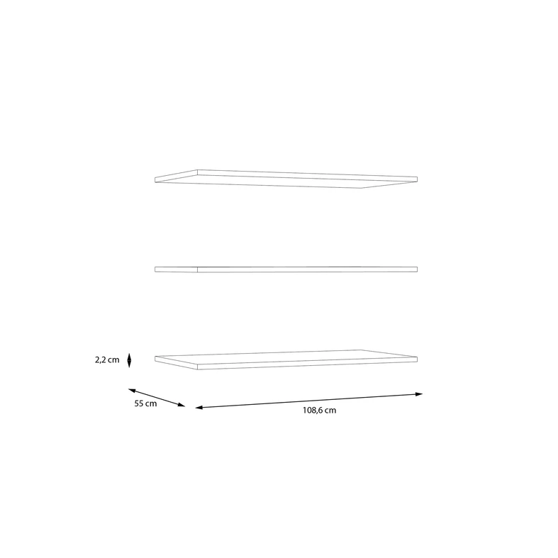Komplet 3 półek do szafy 108.6 cm 
