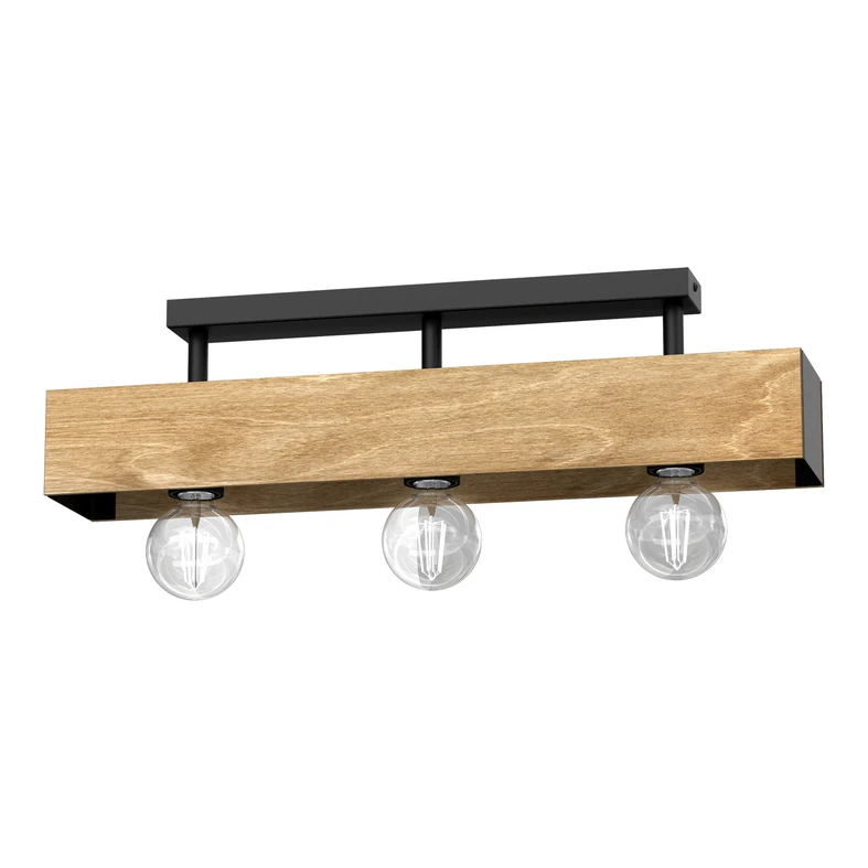 Niecodzienny design lampy wiszącej MILUZA stoi na pograniczu stylów rustykalnego i loftowego. Jej drewniane elementy z charakterystycznymi przebarwieniami i widocznymi słojami wprowadzają do wnętrza element naturalności i zgrabnie komponują się meblami ut