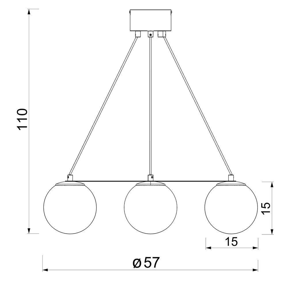 Lampa wisząca czarno-złota BALLO IV - wymiary.