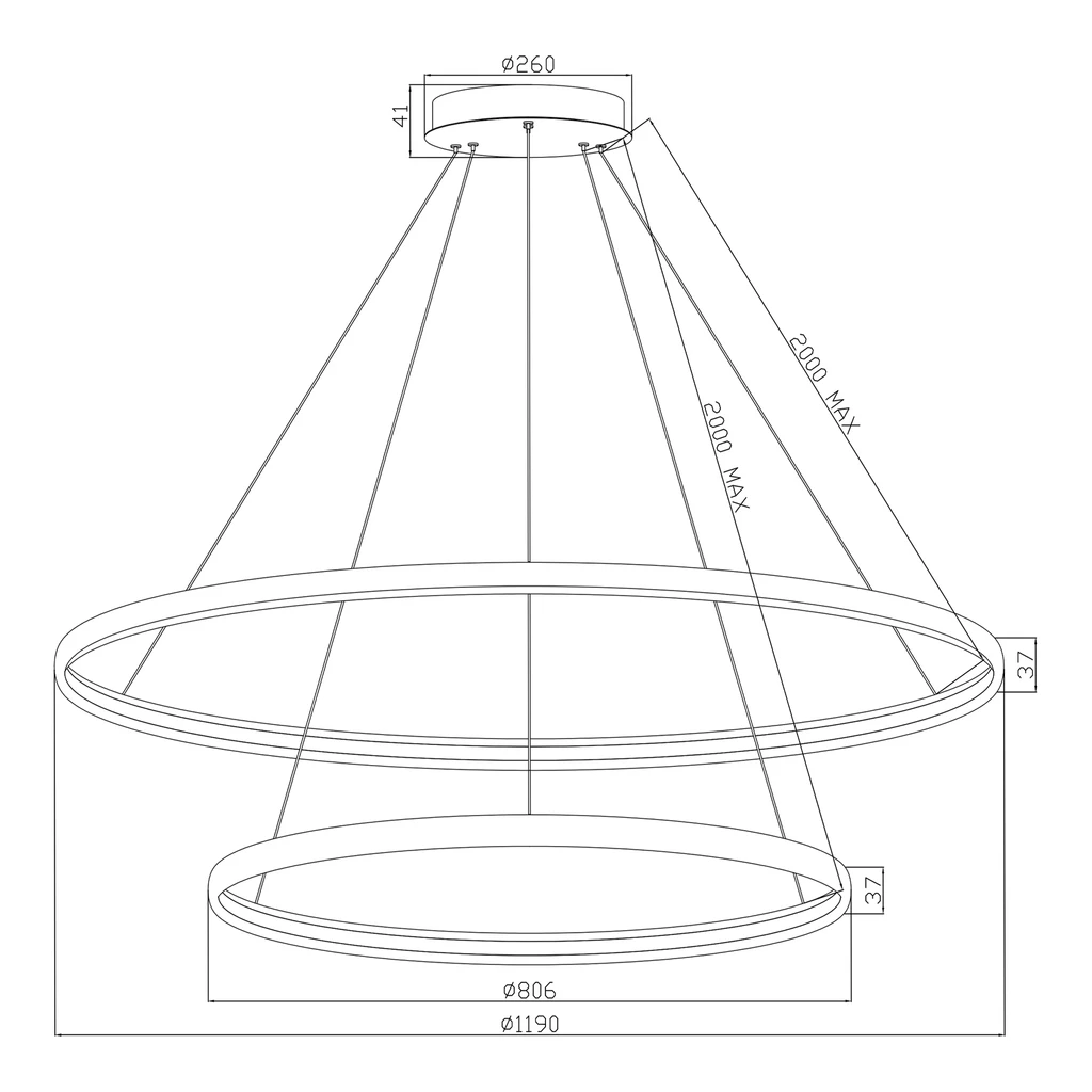 Lampa wisząca LED 2 okręgi złota CARLO