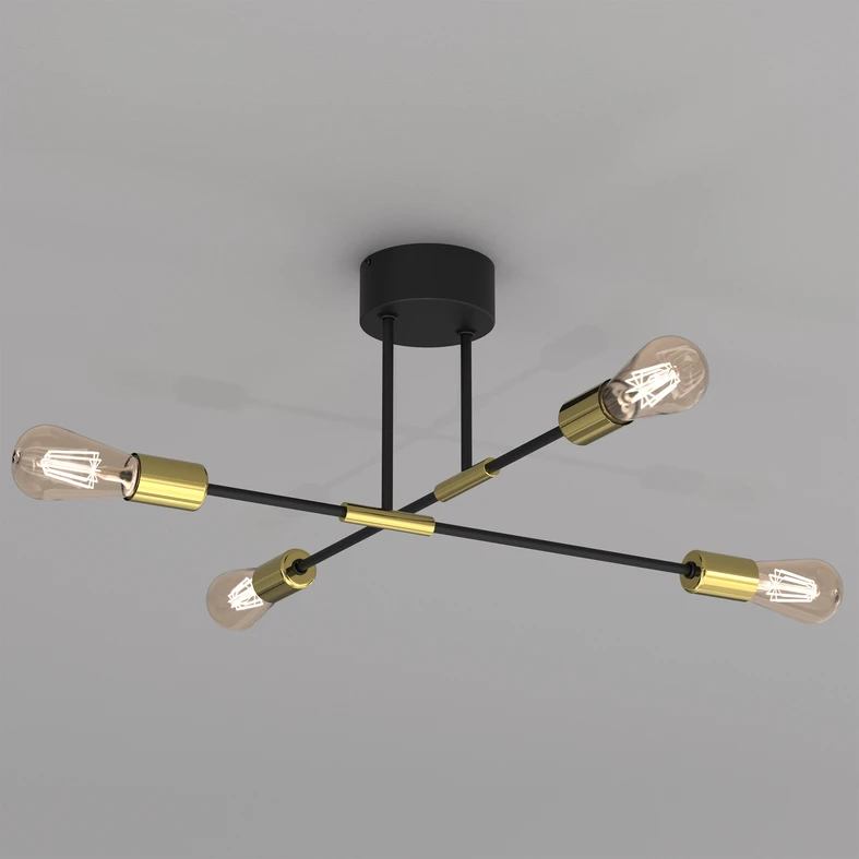 Lampa sufitowa loftowa czarno-złota FLAME