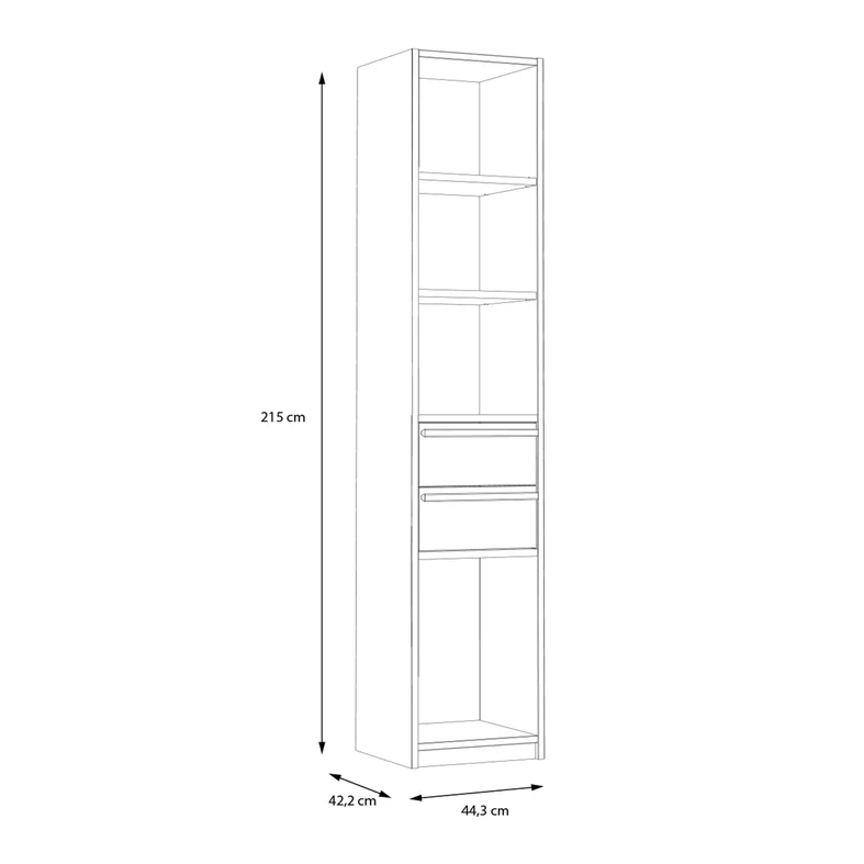 Regał z półkami i szufladami S-ROOM 44,4 cm