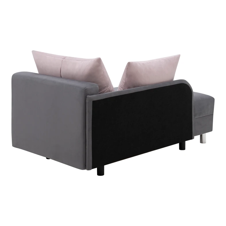 Sofa rozkładana szaro-różowa LETTO prawa