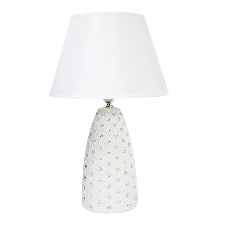 Lampa stołowa ceramiczna glamour biała 41 cm