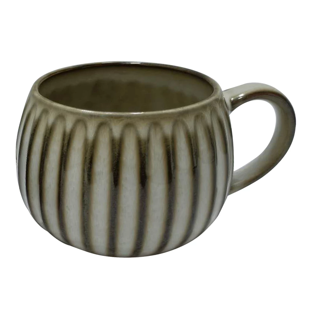 Kubek ceramiczny w prążki retro 370 ml