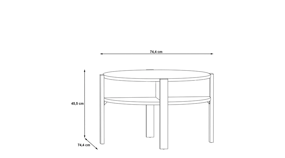 Stolik kawowy okrągły TOBAGO DĄB SONOMA