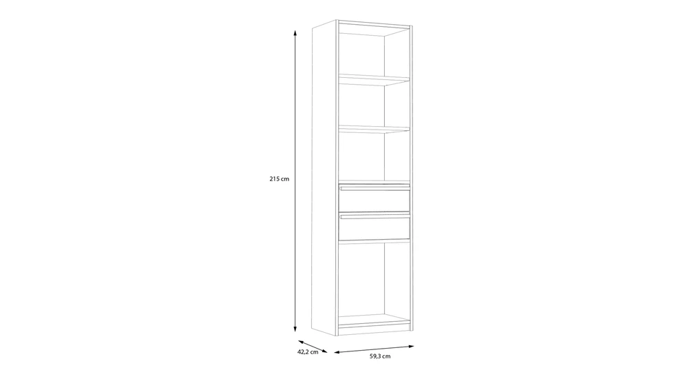 Regał z półkami i szufladami S-ROOM 59,4 cm