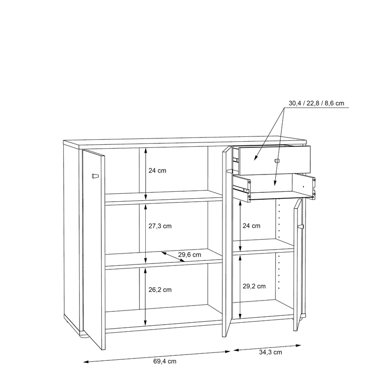 Komoda wysoka TEMPRA 2 3D2S loft