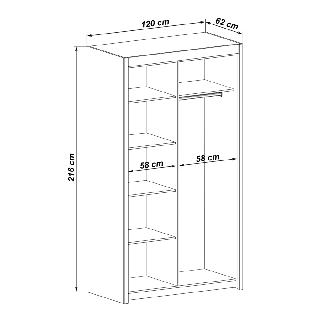 Szafa przesuwna z lustem dąb sonoma INOVA 120 cm