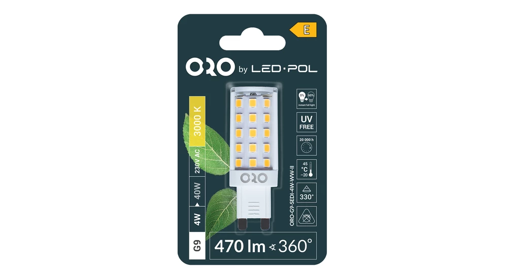 Żarówka LED G9 4W barwa ciepła ORO-G9-SEDI-4W-WW-II