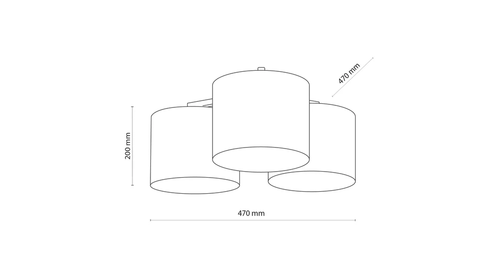 Lampa sufitowa 3 abażury niebieski METIS