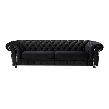 Sofa 4-osobowa glamour czarna CHESTER