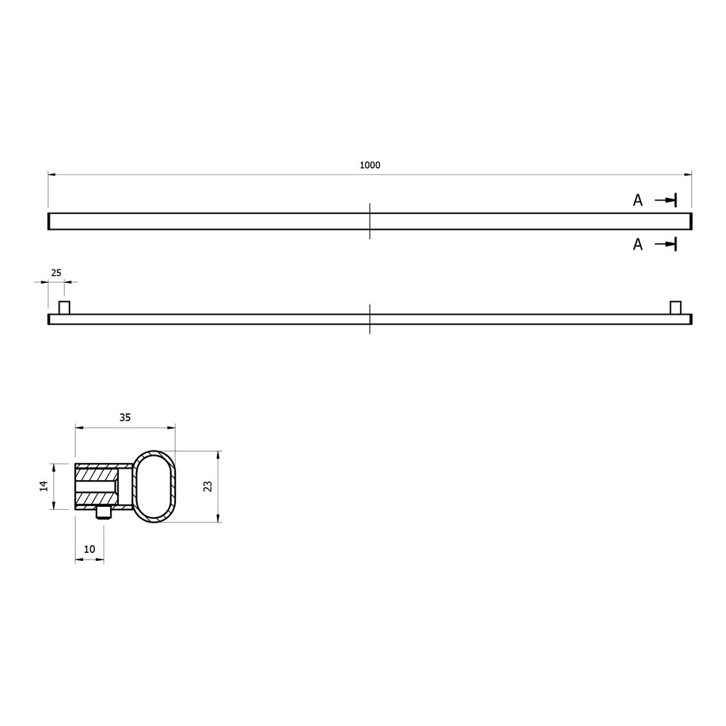 Reling do kuchni czarny OVAL MODERN 100 cm