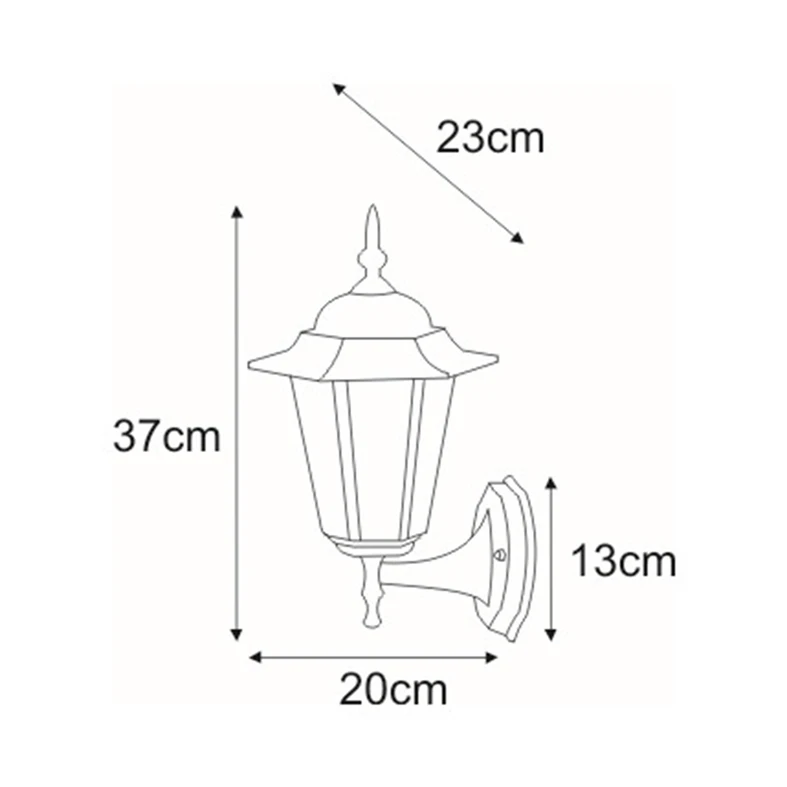 Kinkiet zewnętrzny outdoor klasyczny czarny STANDARD UP - wymiary.