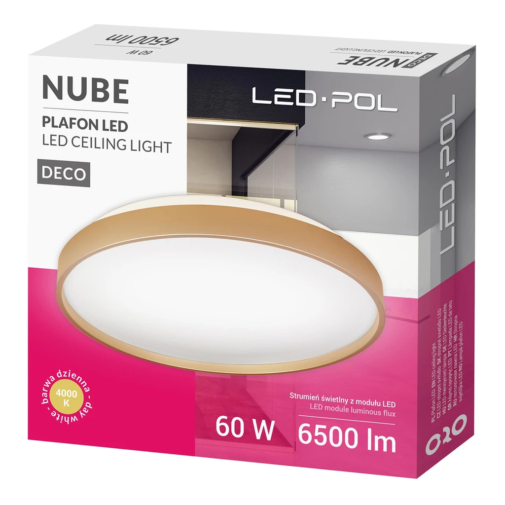 Plafon LED 60W złoty ORO NUBE