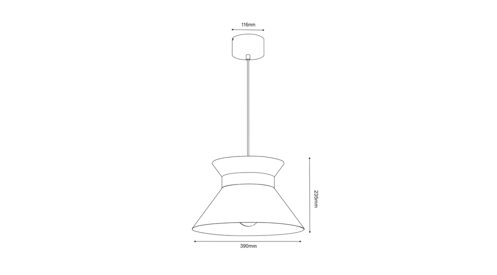 Lampa wisząca czarno-złota NORGE - wymiary.