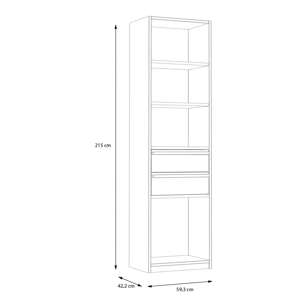 Regał z półkami i szufladami S-ROOM 59,4 cm