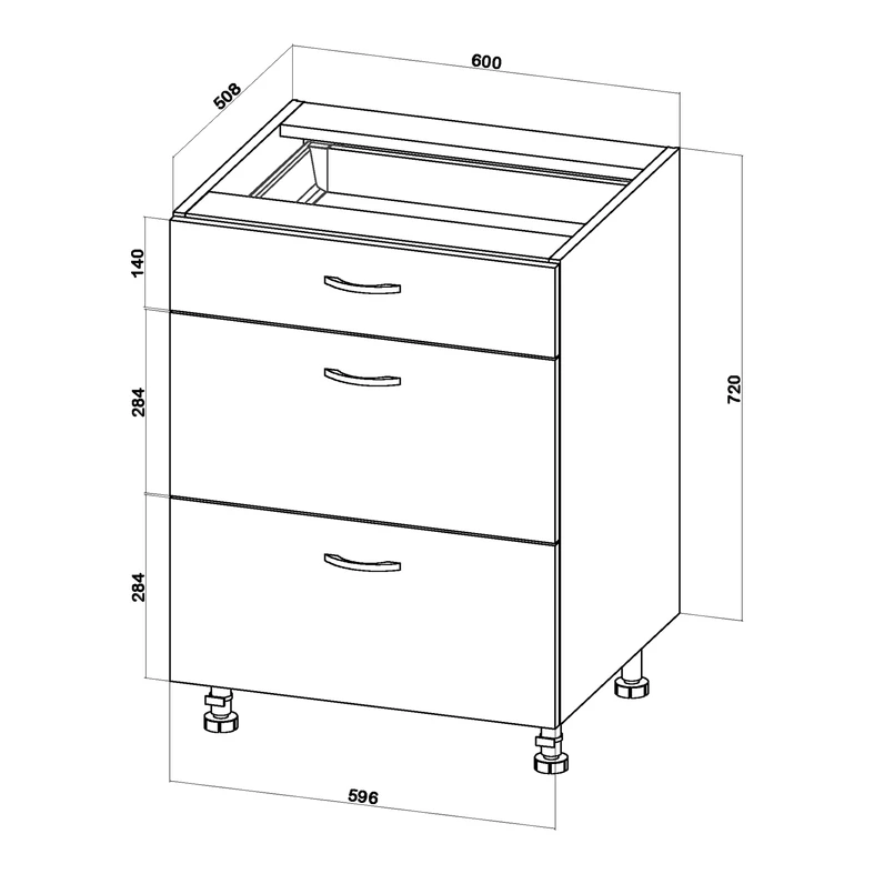 Szafka dolna BASIC PLUS BP/D60S3 dąb craft złoty