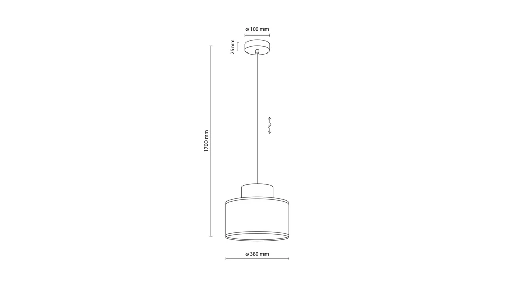 Lampa wisząca abażur DUO JUTA GREEN - wymiary.