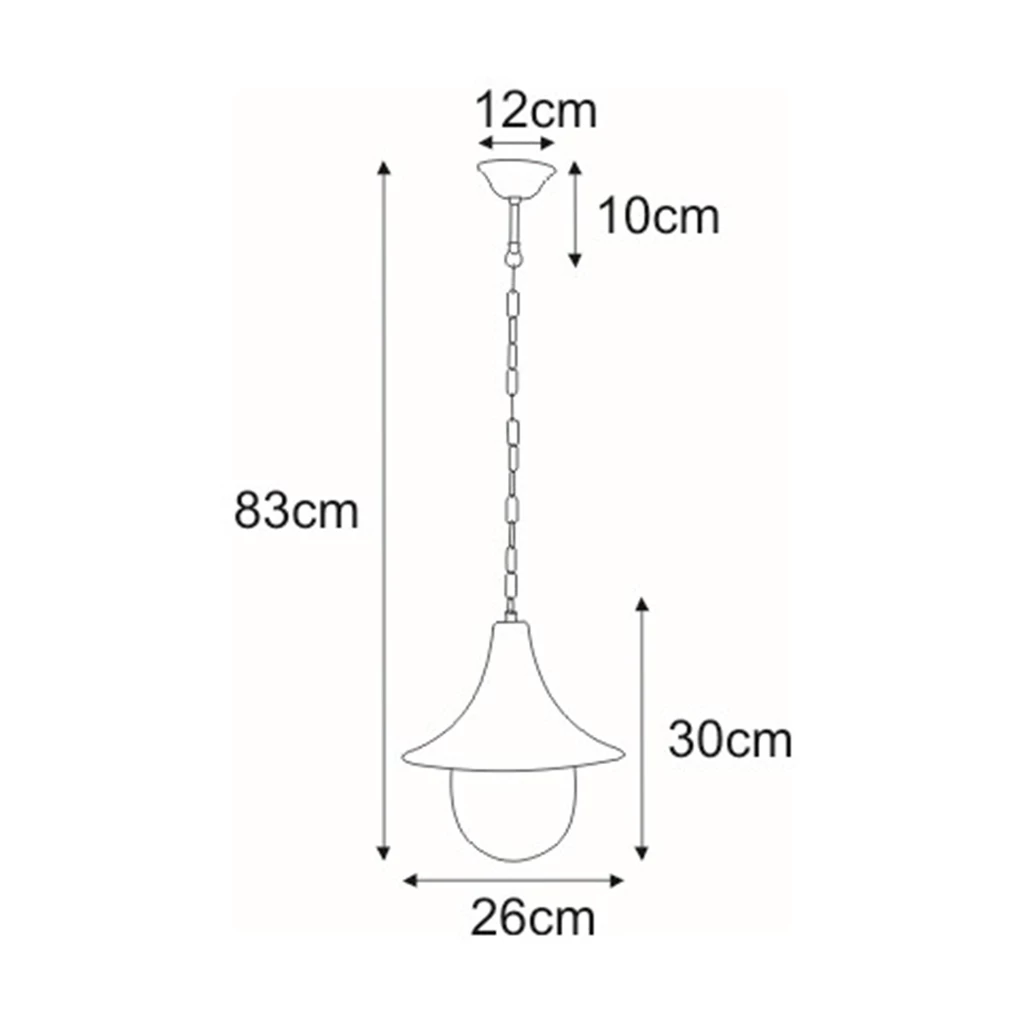 Lampa zewnętrzna wisząca na łańcuchu outdoor czarna BOSTON - wymiary.