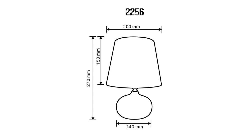 Lampa stołowa z abażurem, czarno-złota - wymiary.