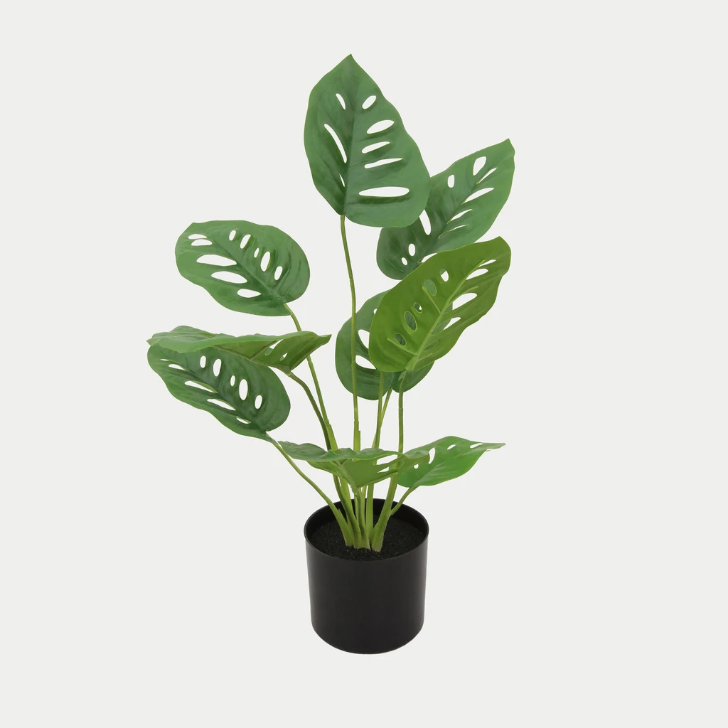 Sztuczny kwiat w doniczce MONSTERA 48 cm wykonany z tworzywa sztucznego. 