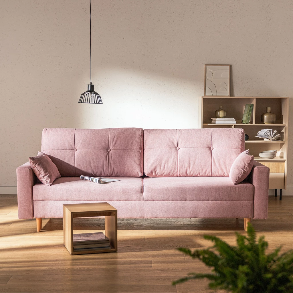 Sofa rozkładana różowa MOZI