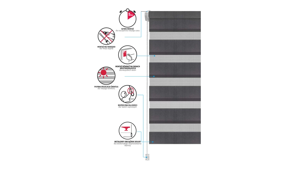 Roleta DZIEŃ NOC 57x140 cm