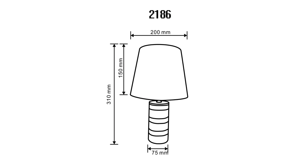 Lampa stołowa z abażurem, srebrno-czarna - wymiary.