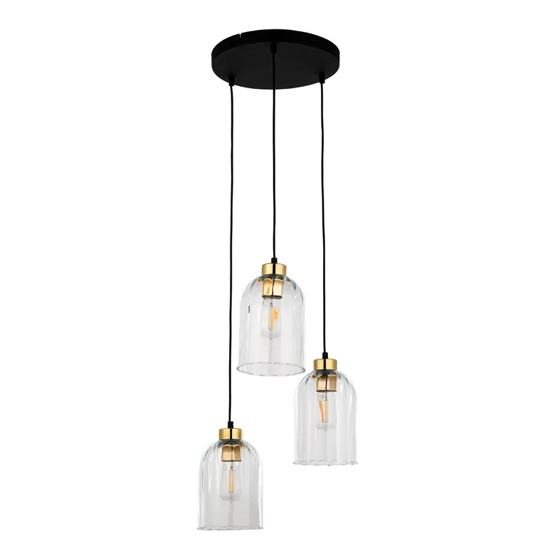 Lampa wisząca 3 klosze transparent SATIPO