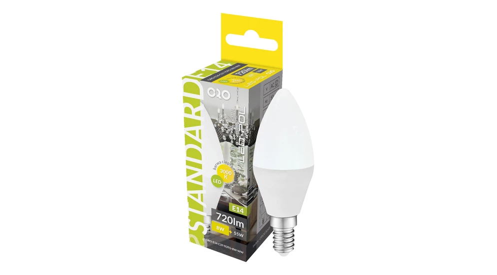 Żarówka LED E14 8W barwa ciepła ORO-E14-C37-TOTO-8W-WW