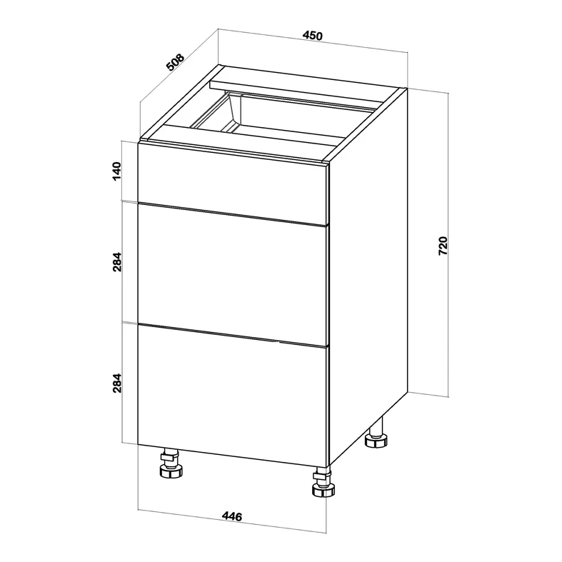 Szafka dolna BASIC PLUS BP/D45S3 dąb craft złoty