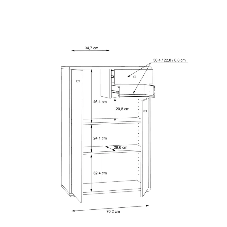 Komoda TEMPRA 2 wysoka 2D2S loft