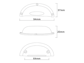 Uchwyt PORTO MUSZLA 9,4 cm czarny