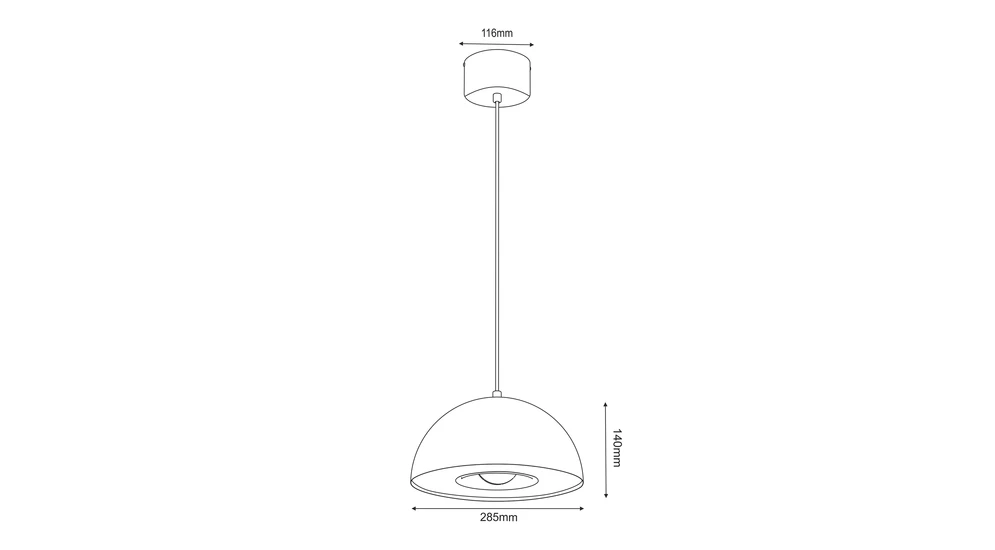 Lampa wisząca czarna jasne drewno ELGUND - wymiary.