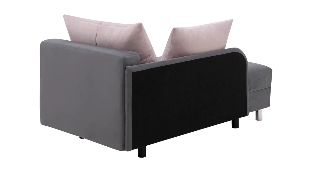 Sofa rozkładana szaro-różowa LETTO prawa