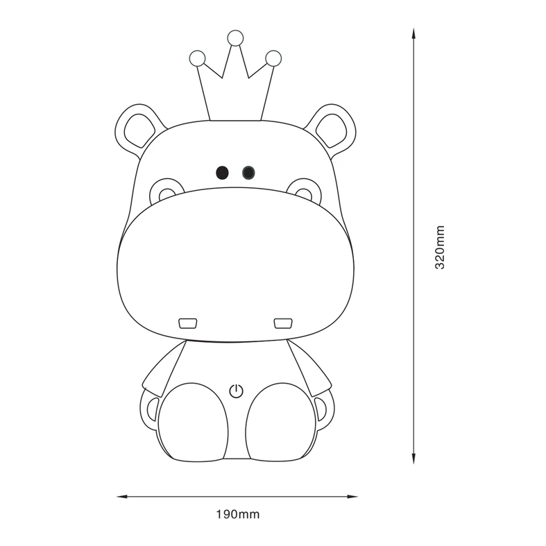 Lampka nocna HIPOPOTAM LED w różowym kolorze z 3 stopniami przyciemniania.