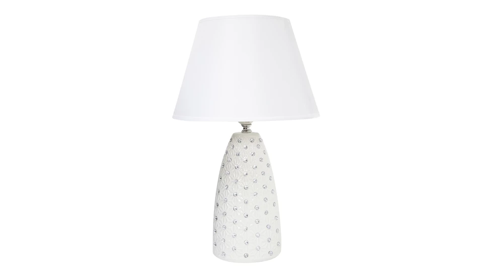 Lampa stołowa ceramiczna glamour biała 41 cm