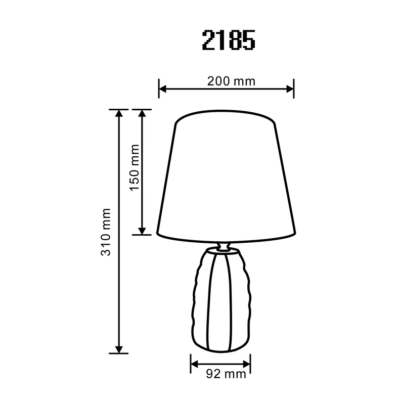 Lampa stołowa z abażurem, złoto-czarna - wymiary.