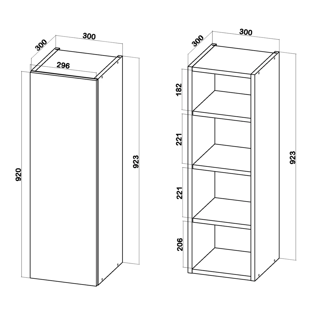 Szafka górna wysoka BASIC PLUS BP/G30-92 biały mat