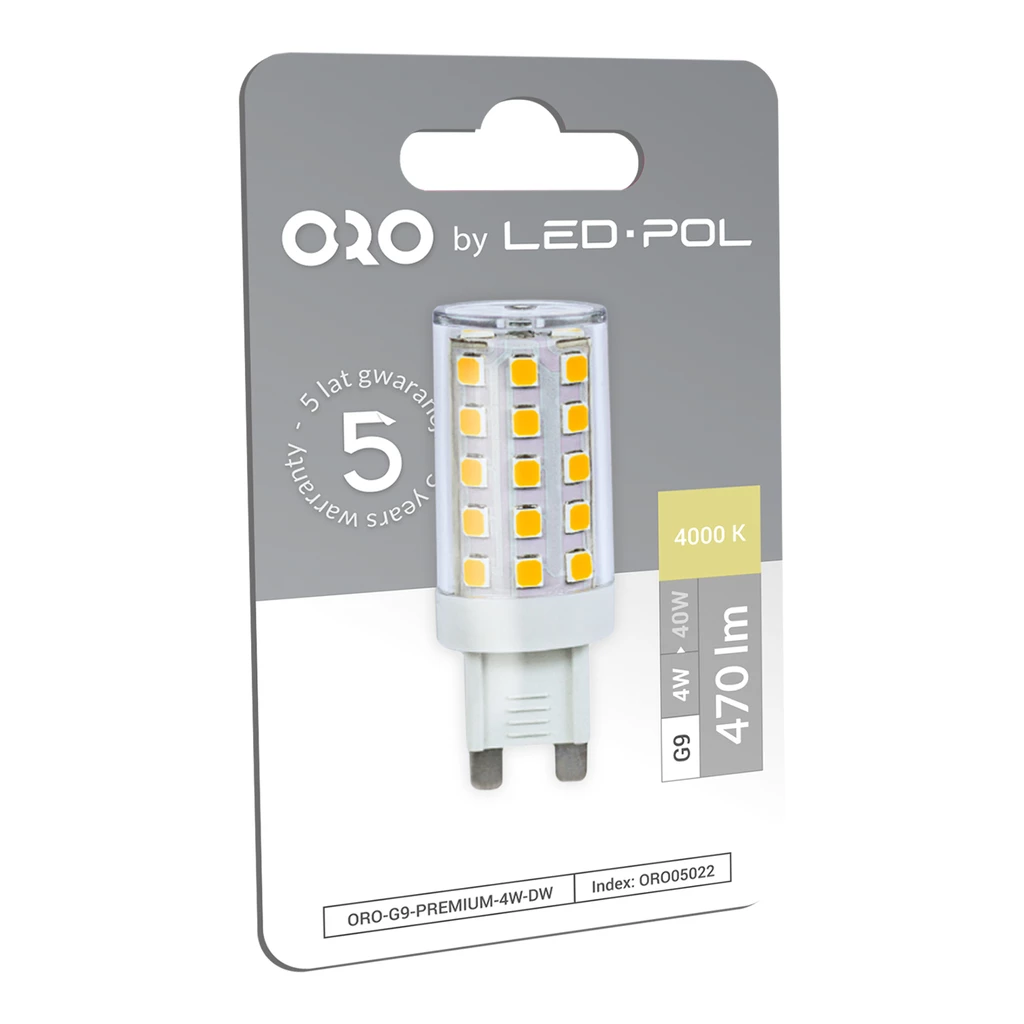 Żarówka LED barwa neutralna G9 4W ORO-G9-PREMIUM-4W-DW