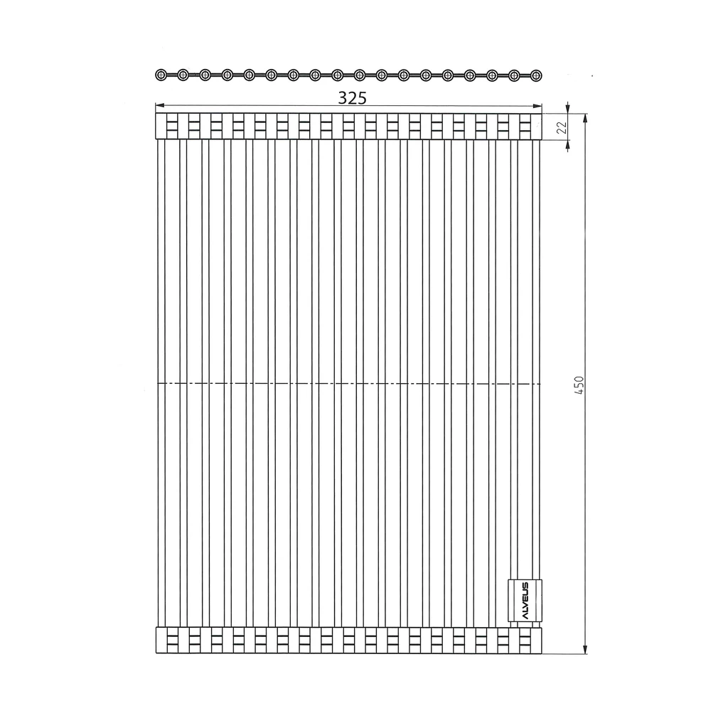 Rollmata do zlewozmywaka czarna inox ALVEUS ALLROUND 45x32,5 cm - wymiary.